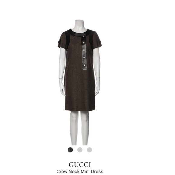 Gucci Crew Neck Mid Wool With Leather Dress​​​​ - Picture 1 of 16